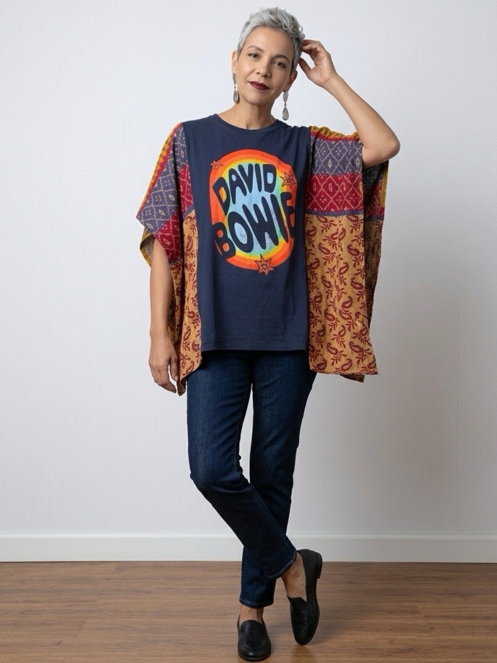 Handcrafted Upcycled David Bowie Kantha Tunic NWT One Size